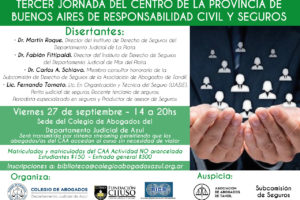 Tercer jornada del centro de la provincia de Buenos Aires de responsabilidad civil y seguros